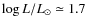 $\log{L/L_\odot} \simeq 1.7$