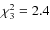 $\chi_3^2 = 2.4$