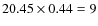 $20.45\times 0.44 = 9$