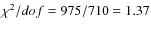 $\chi^{2}/dof=975/710=1.37$