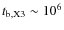 $t_{\rm b,X3} \sim 10^{6}$