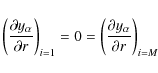 \begin{displaymath}\left(\frac{\partial y_\alpha}{\partial r}\right)_{i=1}=0=\left(\frac{\partial
y_\alpha}{\partial r}\right)_{i=M}
\end{displaymath}