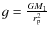 $g=\frac{GM_{1}}{r_{\rm p}^{2}}$
