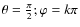$\theta=\frac{\pi}{2};
\varphi=k\pi$