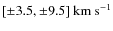 $[\pm3.5,\pm9.5]~\mbox{km~s}^{-1}$