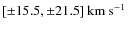 $[\pm15.5,\pm21.5]~\mbox{km~s}^{-1}$