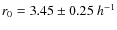 $r_0 = 3.45 \pm 0.25~h^{-1}$