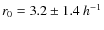 $r_0 = 3.2 \pm 1.4~h^{-1}$