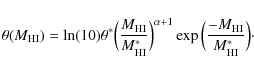 \begin{displaymath}\theta(M_{\rm {HI}}) = \ln(10)\theta^*\Big(\frac{M_{\rm {HI}}...
...lpha+1}\exp\Big(\frac{-M_{\rm {HI}}}{M^*_{\rm {HI}}}\Big)\cdot
\end{displaymath}