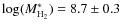 $\log(M^*_{\rm {{\rm H}_{\rm 2}}}) = 8.7 \pm 0.3$