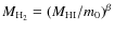 $M_{{\rm H}_{\rm 2}} =
(M_{\rm HI}/m_0)^\beta$