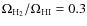 $\Omega_{{\rm H}_{\rm 2}}/\Omega_{\rm HI} = 0.3$