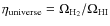 $\eta_{\rm universe}
= \Omega_{{\rm H}_{\rm 2}} / \Omega_{\rm HI}$