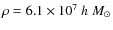 $\rho=6.1\times 10^7~h~M_{\odot}$