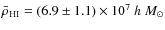 $\bar{\rho}_{\rm {HI}} = (6.9 \pm 1.1)\times 10^7~h~M_\odot$