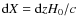 ${\rm d}X = {\rm d}z H_0/c$