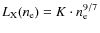 $L_{\rm X}(n_{\rm e}) = K \cdot n_{\rm e}^{9/7}$