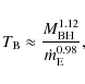 \begin{displaymath}T_{\rm B} \approx \frac{M_{\rm BH}^{1.12}}{\dot{m}_{\rm E}^{0.98}},
\end{displaymath}