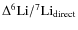 $\Delta^6{\rm Li}/^7{\rm Li}_{\rm direct}$