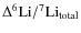 $\Delta^6{\rm Li}/^7{\rm Li}_{\rm total}$