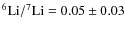 $^6{\rm Li}/^7{\rm Li} = 0.05\pm0.03$