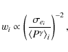 \begin{displaymath}
w_i \propto \left( \frac{\sigma_{e_i}}{\left<P^\gamma\right>_i}
\right)^{-2} ,
\end{displaymath}