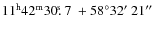 $11^{\rm h}42^{\rm m}30\hbox{$.\!\!^{\rm s}$ }7~+58\degr32\hbox{$^\prime$ }21\hbox{$^{\prime\prime}$ }$