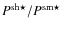 $P^{\rm sh\star}/P^{\rm sm\star}$