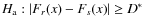 $H_{\rm a}:
\vert F_{r}(x)-F_{s}(x) \vert \geq D^*$