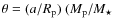 $\theta=(a/R_{\rm p})~(M_{\rm p}/M_\star$