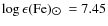 $\log\epsilon({\rm Fe})_{\hbox{$\odot$ }}=7.45$