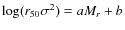 $\log(r_{50}\sigma^2)= aM_r+b$
