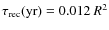 $\tau_{{\rm rec}} {\rm (yr)} = 0.012~R^{2}$