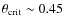 $\theta_{\rm crit}\sim 0.45$
