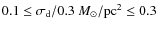 $0.1 \le \sigma_{\rm d}/ 0.3~M_{\odot}/{\rm pc}^2 \le 0.3$