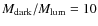 $M_{\rm dark}/M_{\rm lum}=10$