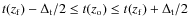 $t(z_{\rm f})-\Delta_{\rm t}/2 \le t(z_{\rm o}) \le t(z_{\rm f})+\Delta_{\rm t}/2$