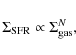 \begin{displaymath}\Sigma_{\rm SFR}\propto\Sigma^{N}_{\rm gas},
\end{displaymath}