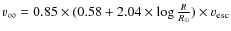 $v_{\infty}=0.85\times(0.58+2.04\times\log\frac{R}{R_{\odot}})\times v_{\rm esc}$