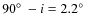 $90\hbox{$^\circ$ }- i = 2.2\hbox{$^\circ$ }$