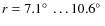 $r = 7.1\hbox{$^\circ$ }\ldots 10.6\hbox{$^\circ$ }$