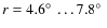 $r = 4.6\hbox{$^\circ$ }\ldots 7.8\hbox{$^\circ$ }$