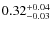 $\rm0.32^{+0.04}_{-0.03}$