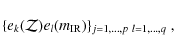 \begin{displaymath}\{e_k(\mathcal{Z}) e_l(m_{\rm IR})\}_{ j=1,\ldots,p \ l=1,\ldots,q}~,\end{displaymath}