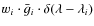 $w_i \cdot \bar g_i \cdot \delta(\lambda - \lambda_i)$