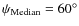 $\psi_{\rm Median} = 60^{\circ}$