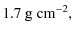 $\displaystyle 1.7\rm ~g~cm^{-2},$