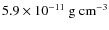 $5.9 \times 10^{-11}~\rm g~cm^{-3}$