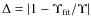 $\Delta = \vert 1 - \Upsilon_{\rm fit}/\Upsilon \vert$