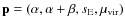 ${\bf p} = (\alpha, \alpha + \beta, s_{\rm E}, \mu_{\rm vir})$
